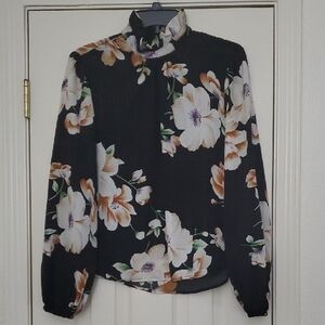 Shein Floral Black Blouse